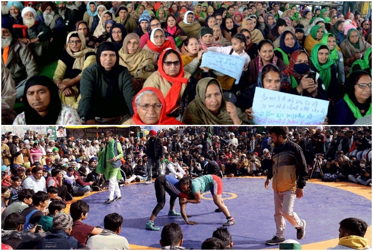 Wrestlers fought in support of farmers caravan of women and laborers reached Tikri border