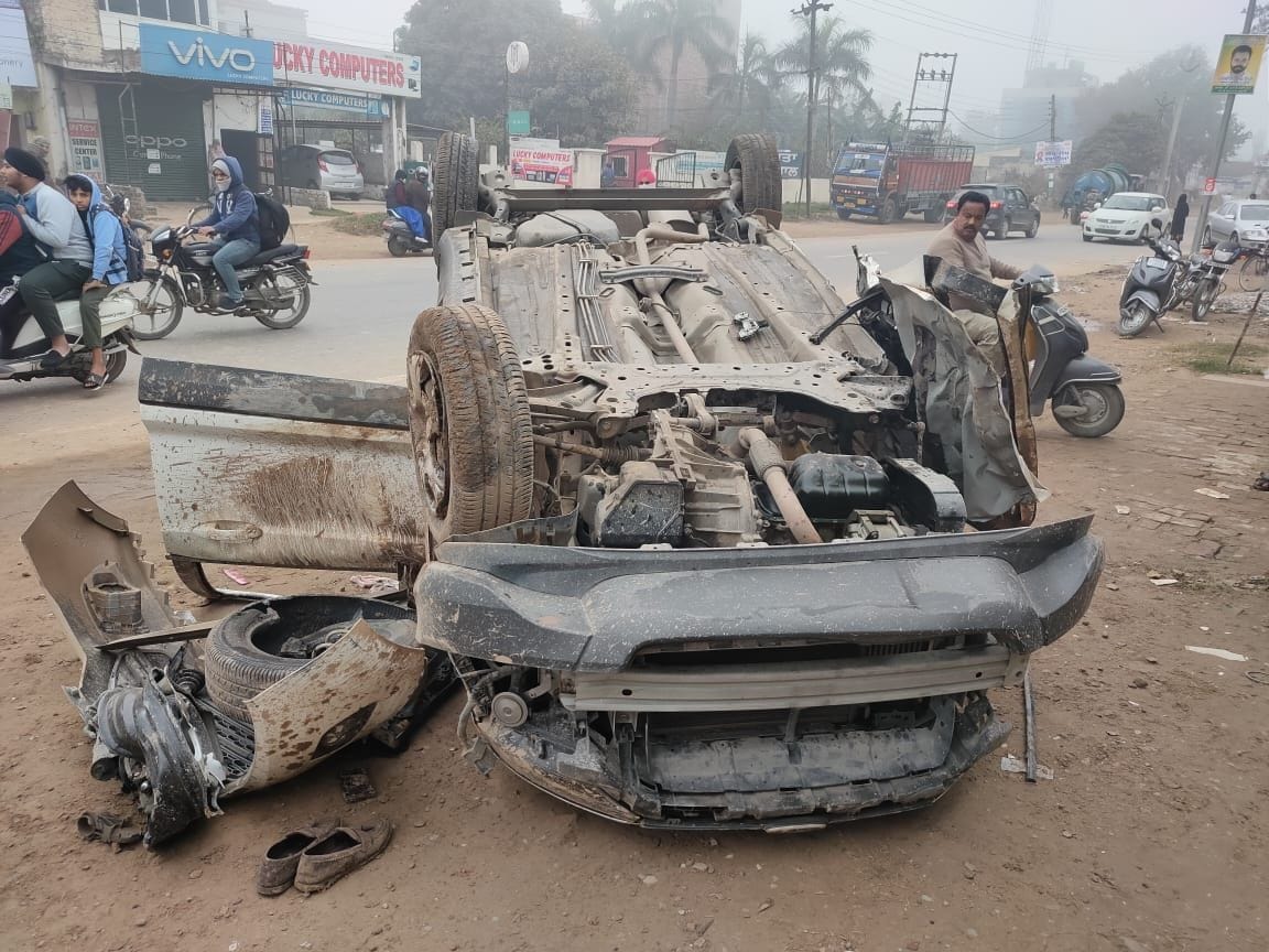 Fast driven car overturned uncontrollably, two friends dead, third injured