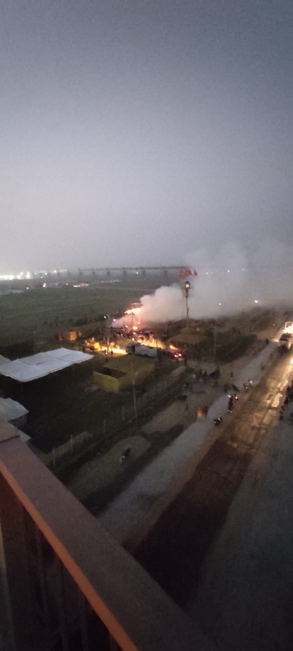 Fire in Magh Mela area, incident near Shastri Bridge