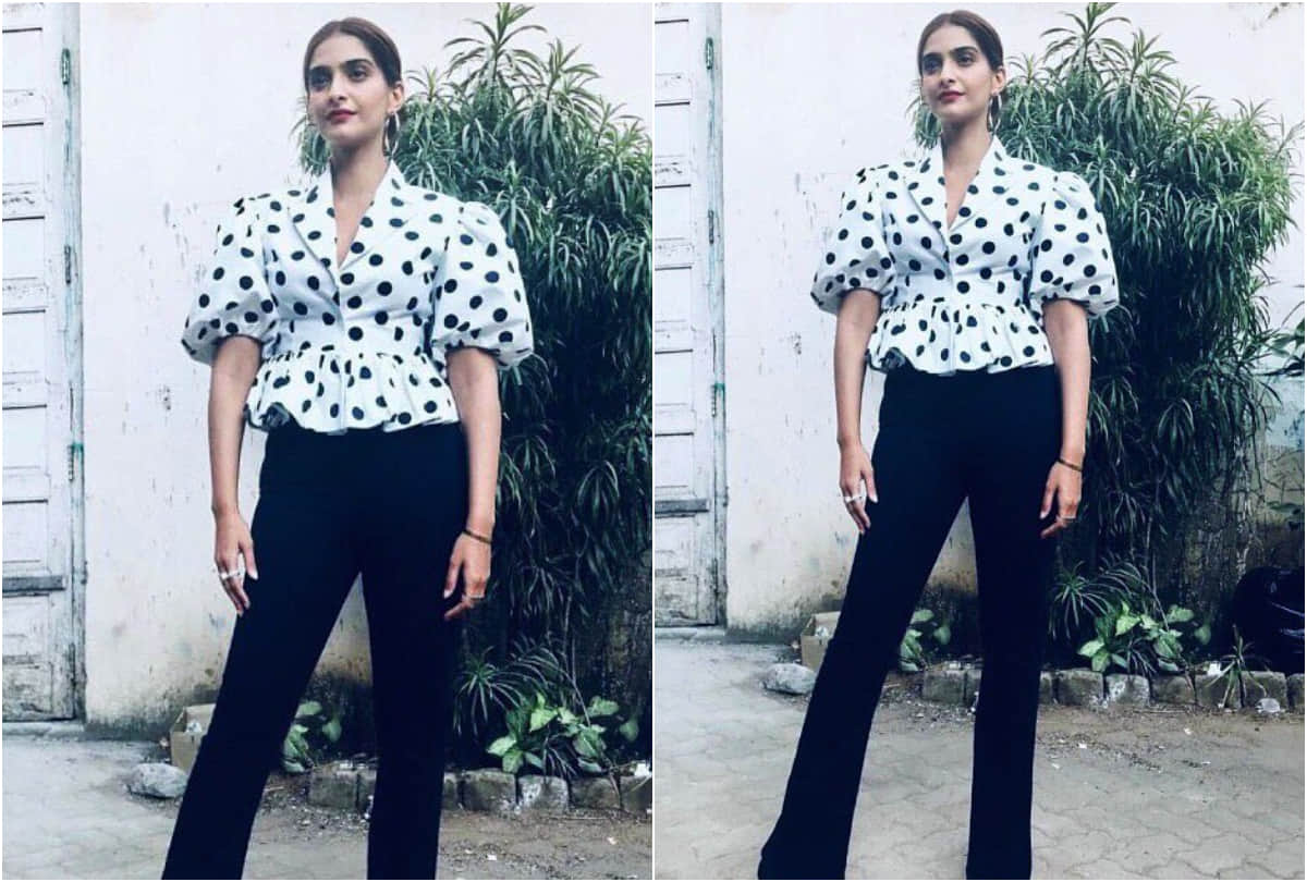 bhumi pednekar wear pink polka dot top with flared pants look extremely stunning