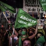 Abortion-rights activists cebrating victory