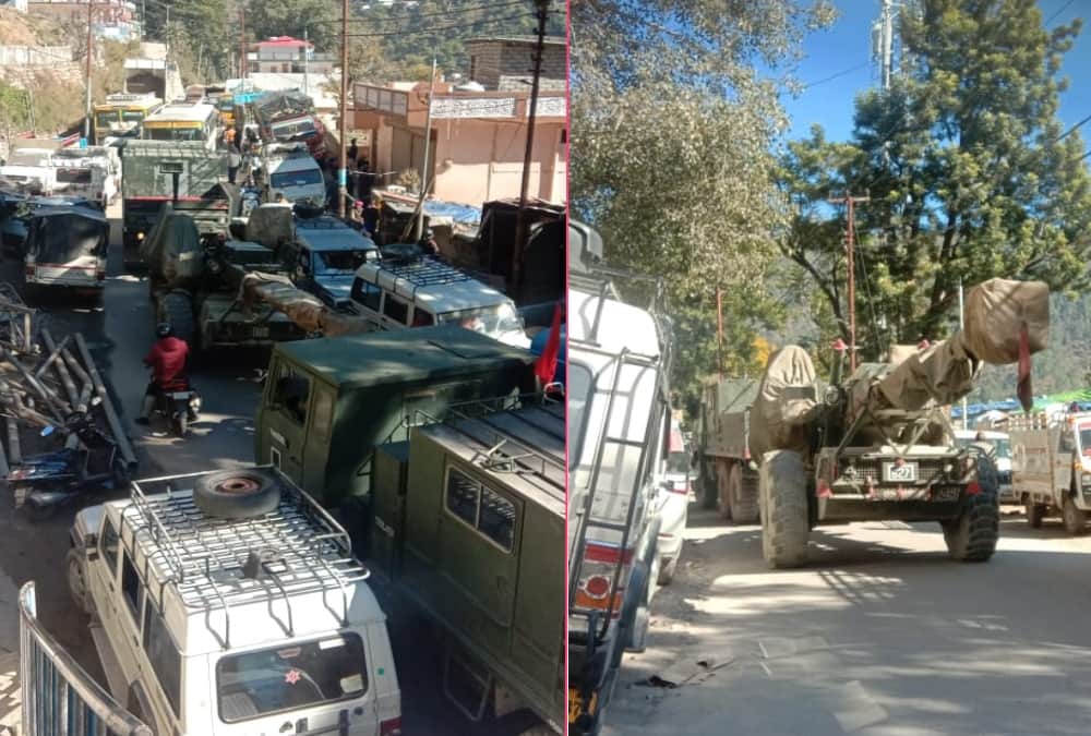 Traffic jam on Gangotri highway, Artillery of Army Also Stuck during going to posts of China border photos
