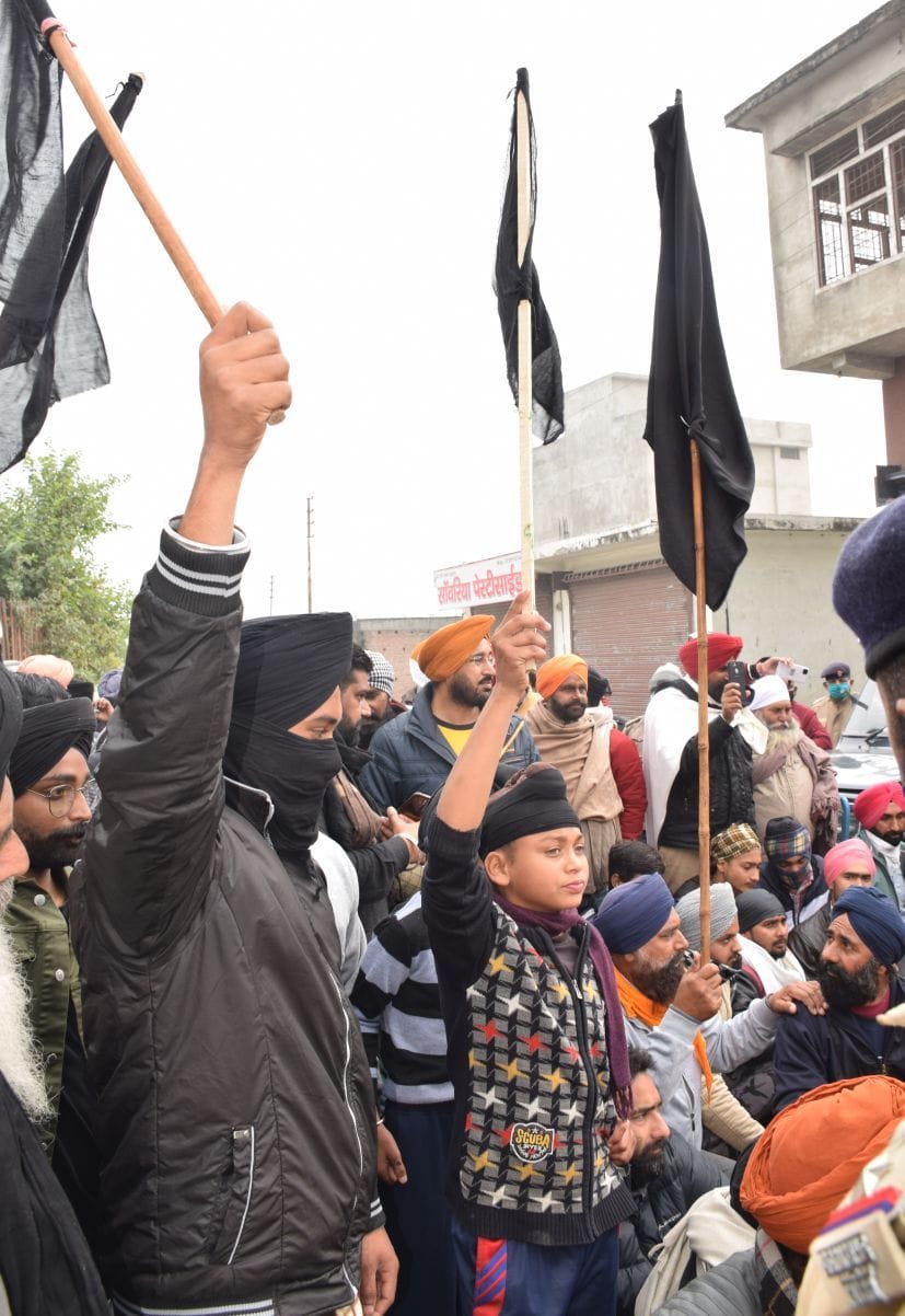 Farmers Stage A Protest Against Education Minister Arvind Pandey