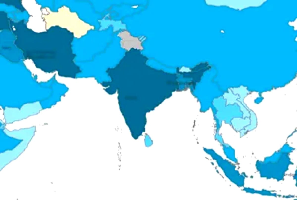 who colour coded country map segregates jammu and kashmir ladakh from rest of India