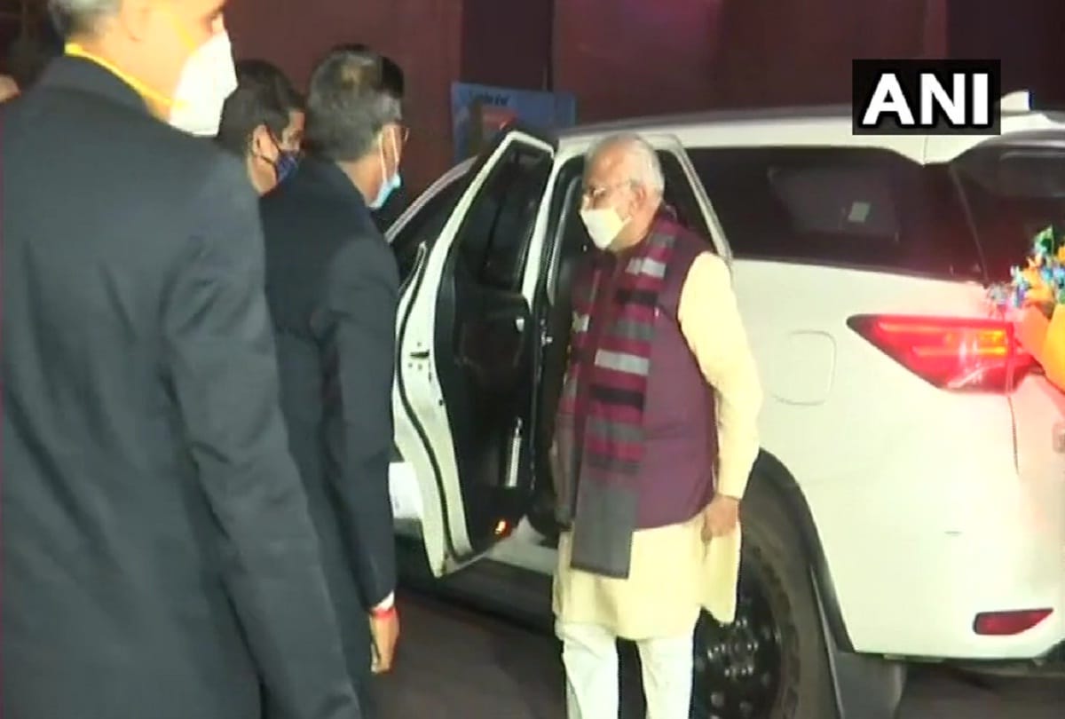 Haryana Chief Minister Manohar Lal Khattar and Deputy Chief Minister Dushyant Chautala meet Home Minister Amit Shah