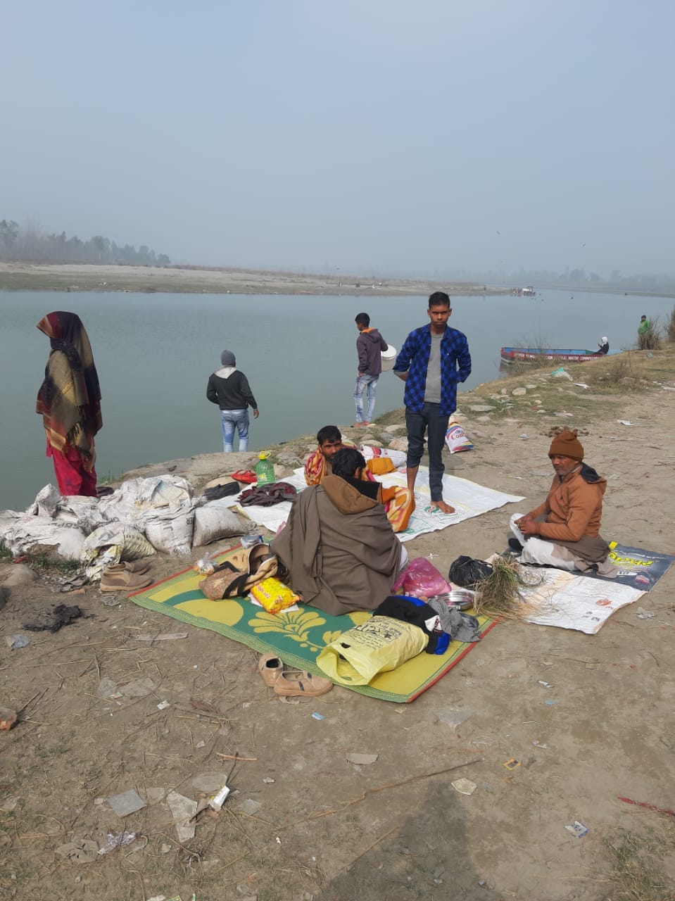 Less visible crowd of devotees in Yamuna