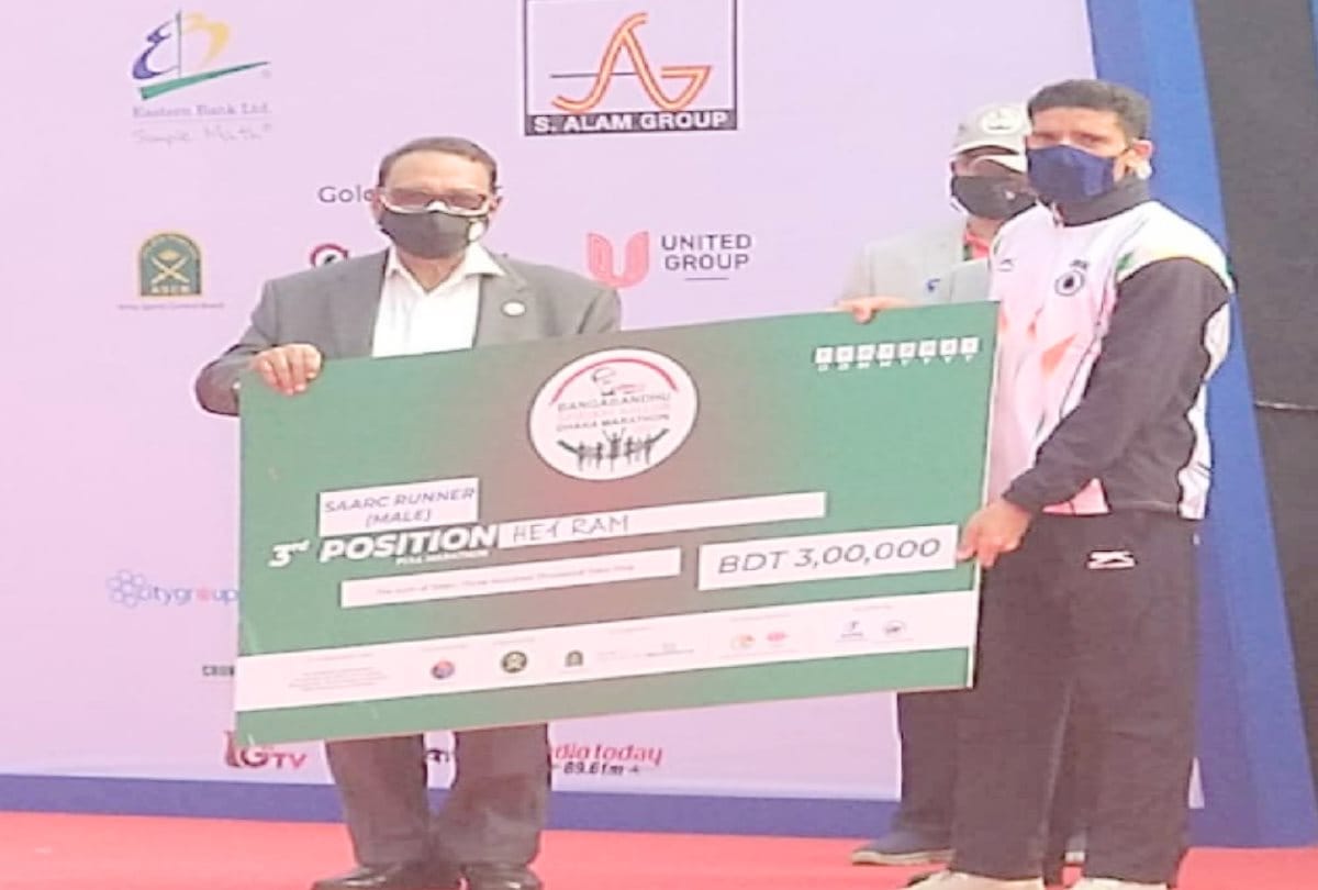 Army soldier Hetram of himachal got third place in SAARC countries Dhaka Marathon