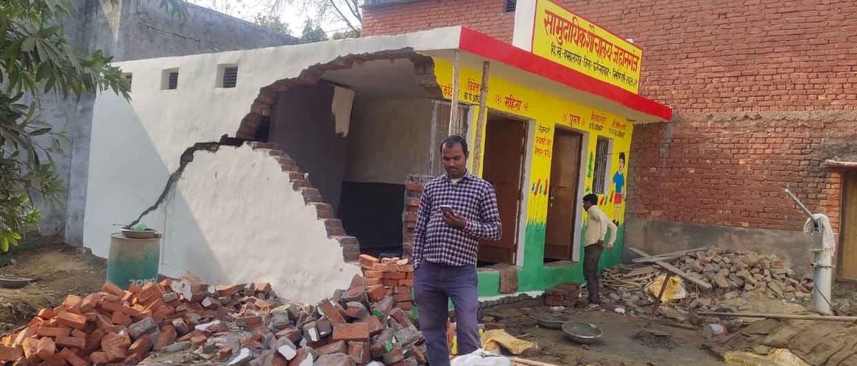 Community toilet wall collapses before release