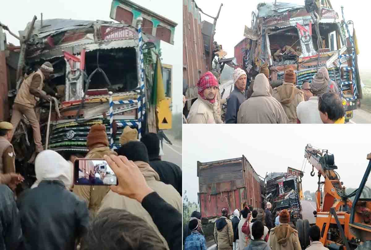 UP: Two trucks collide in Banda, one killed, driver and cleaner trapped in debris for three hours