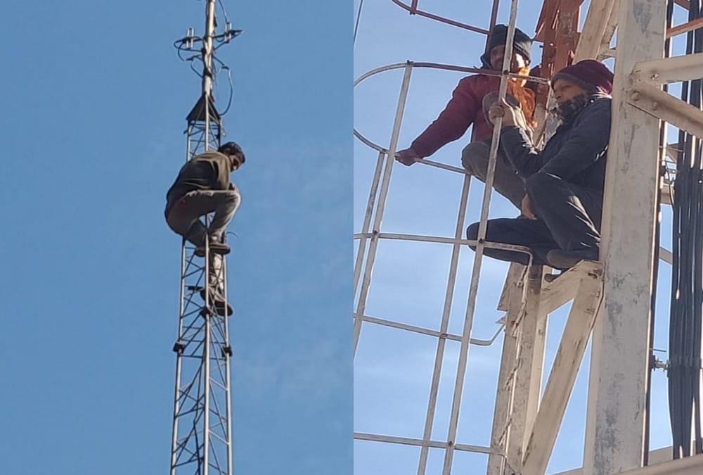 Uttarakhand Latest News: Two Protester Climbed on Mobile Tower For Road Winding demand in Chamoli Ghat