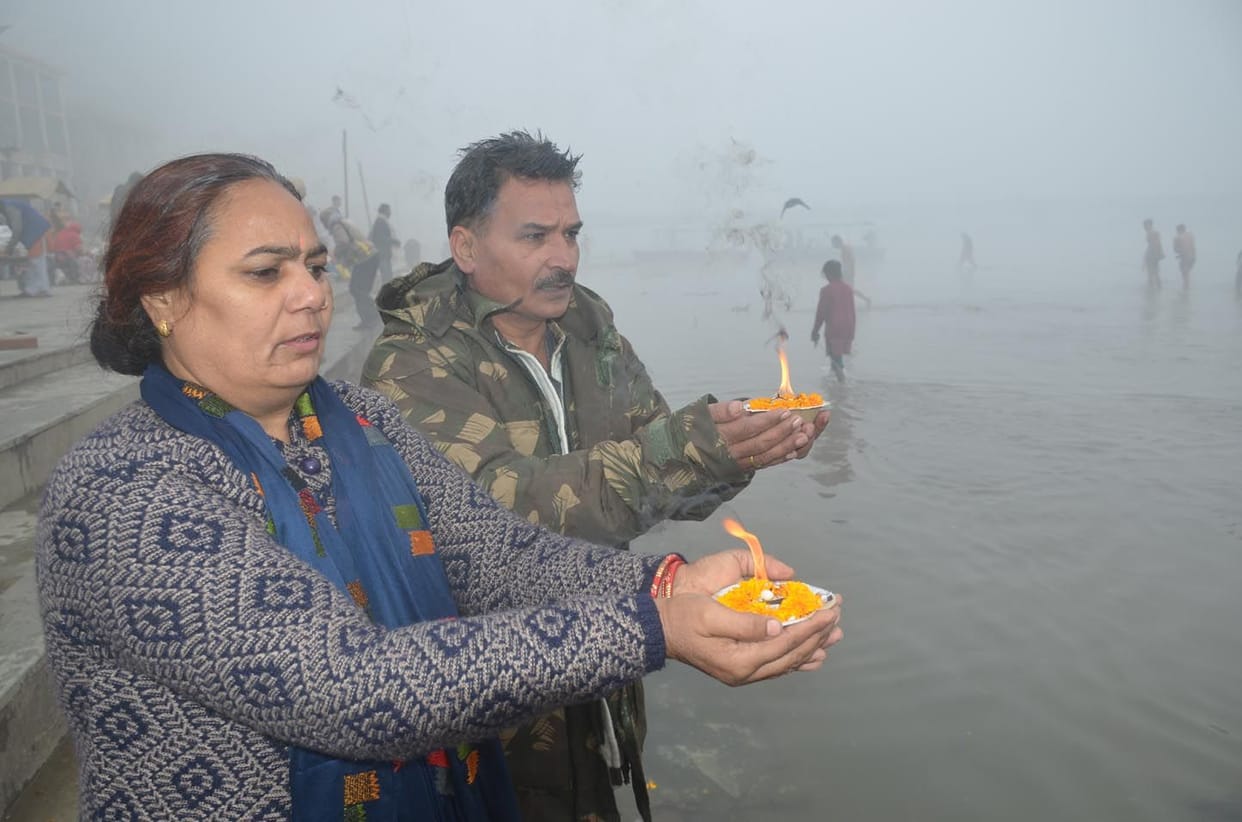 Devotees took a holy dip in the Ganges