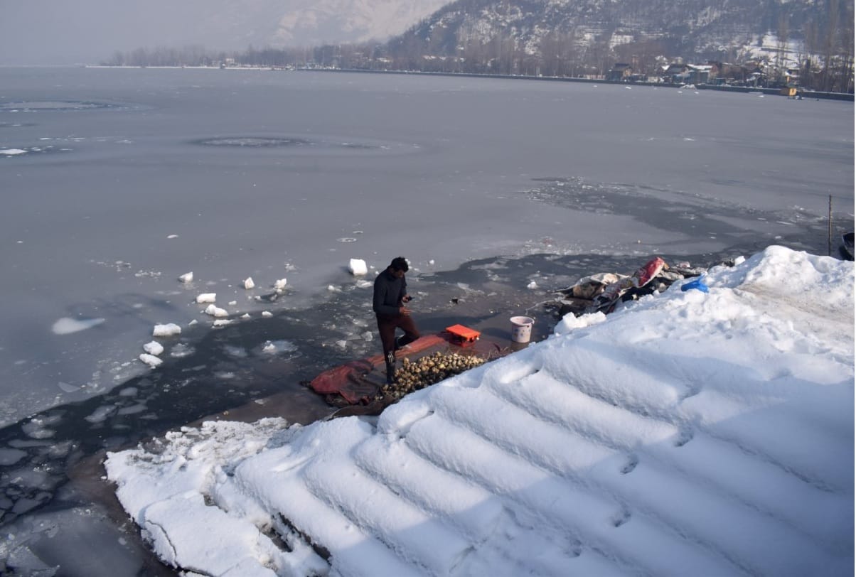 Srinagar city recorded its coldest night on Thursday, minimum temperature minus 8.4 degrees Celsius