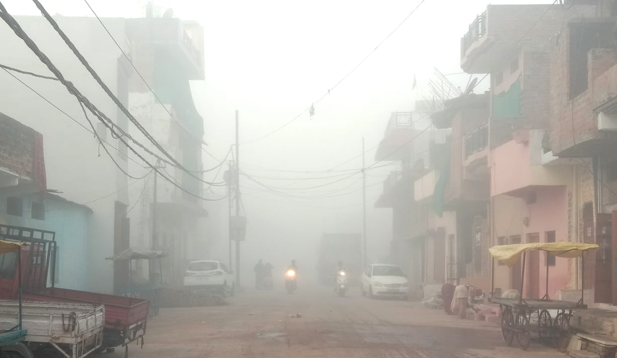 city covered by fog
