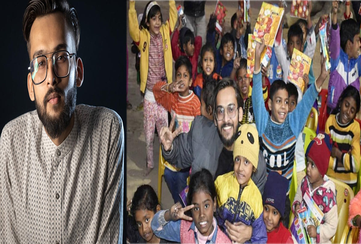 Yash Aggarwal is delivering educational material to poor children