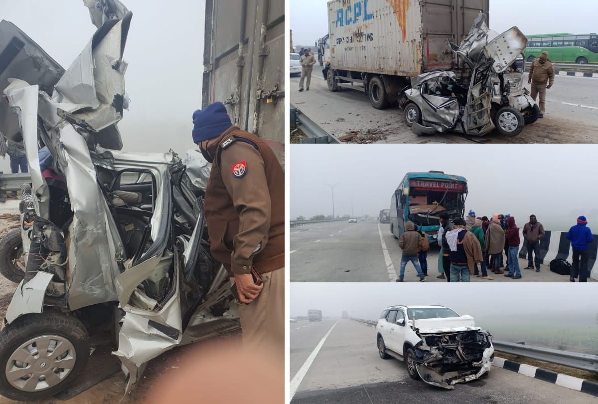 ghaziabad muradnagar big accident on eastern peripheral expressway 25 vehicles collides each other one death so far all updates and developments