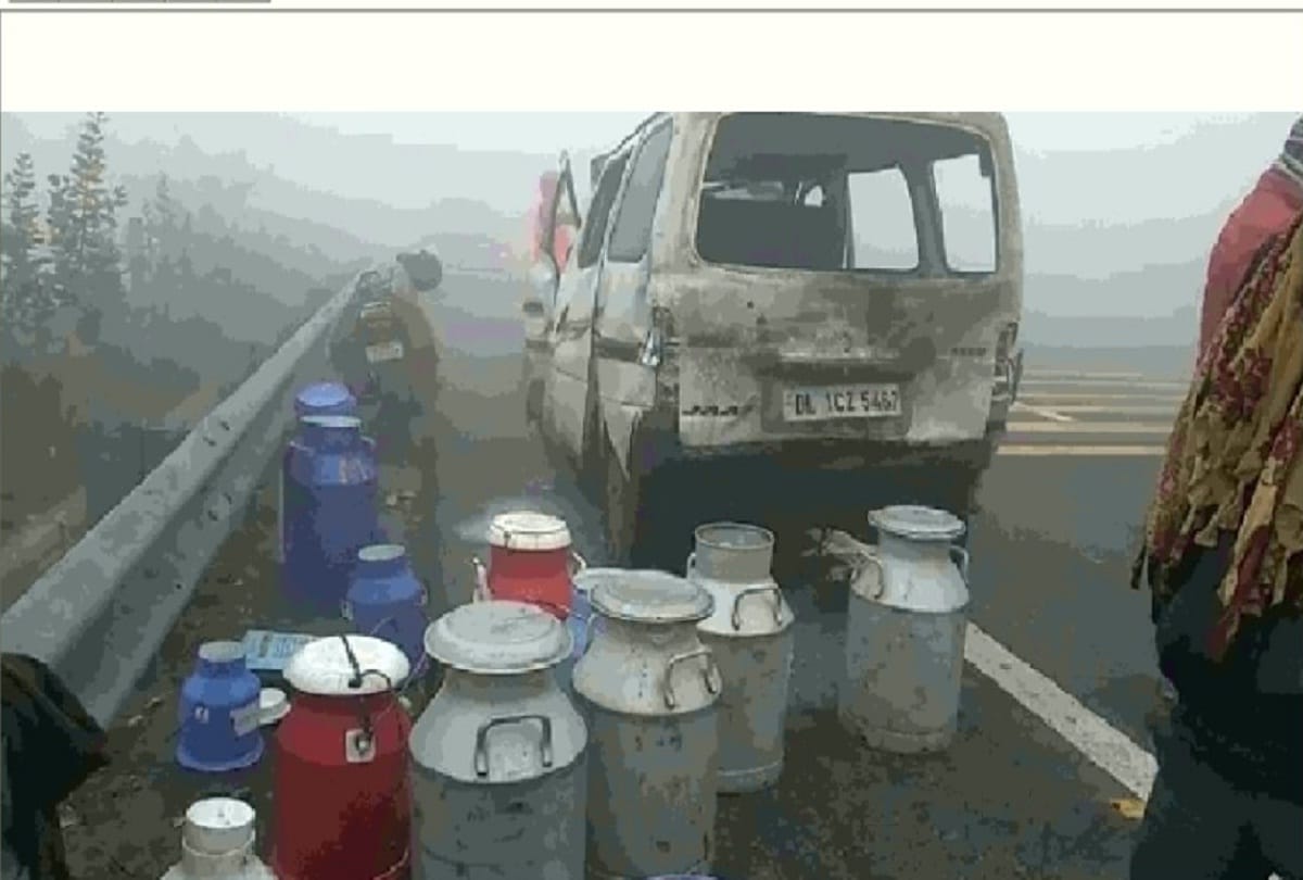 Fog havoc 14 vehicles collided with GT Road to Yamuna Expressway three in fire many injured