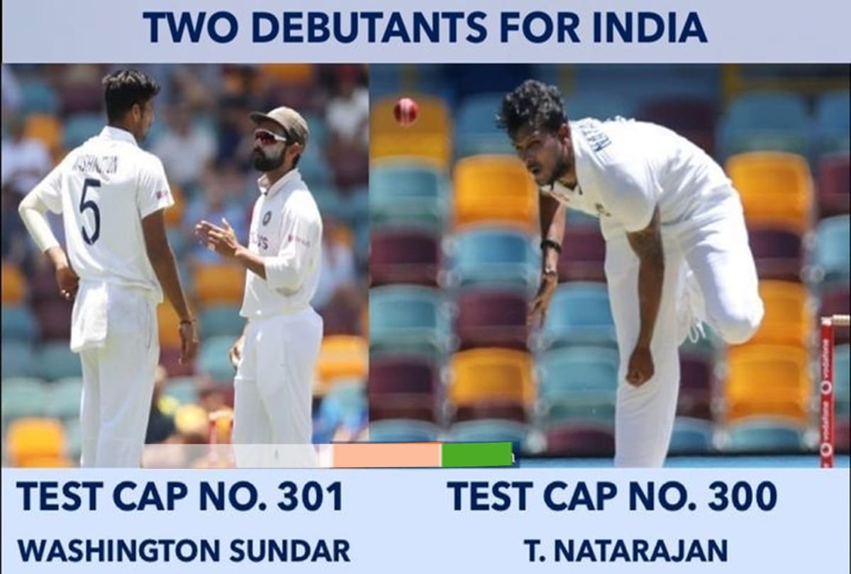 AUSvIND T Natarajan and Sundar becomes second Indian players taking three plus wickets each in the same debut Test innings