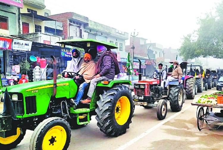 Farmers took out tractor march in 21 villages of Sangrur