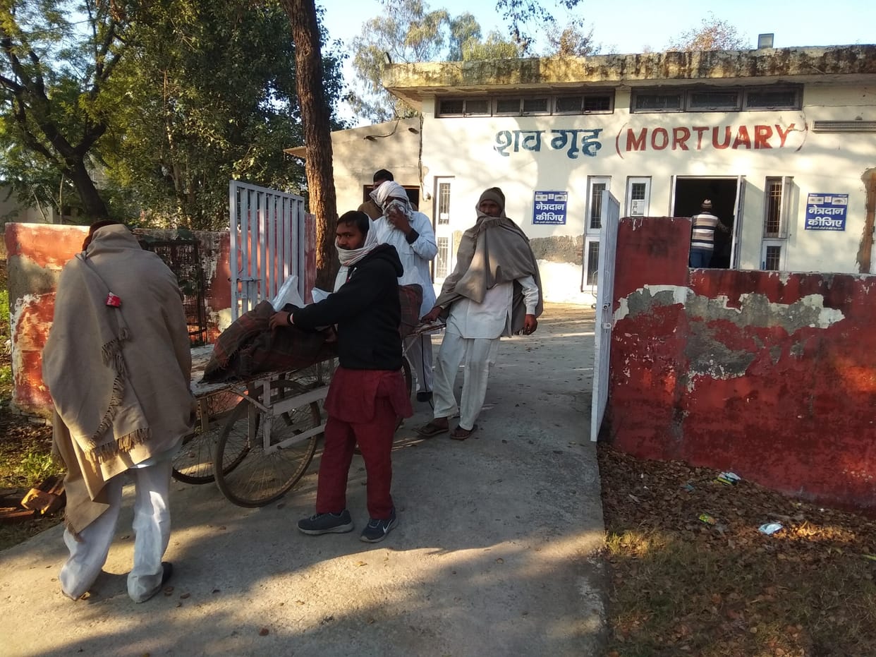 Skeleton of elderly monk found in the fields, wild animals scratched body