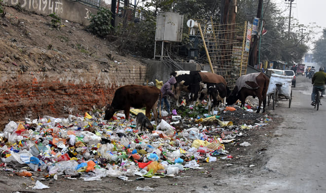 Corporation limited to cleaning the main roads, piles of dirt in the streets