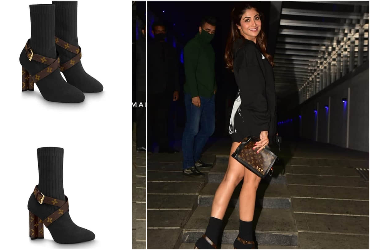 shilpa shetty in black sweatshirt with ankle length boots go for dinner date with raj kundra