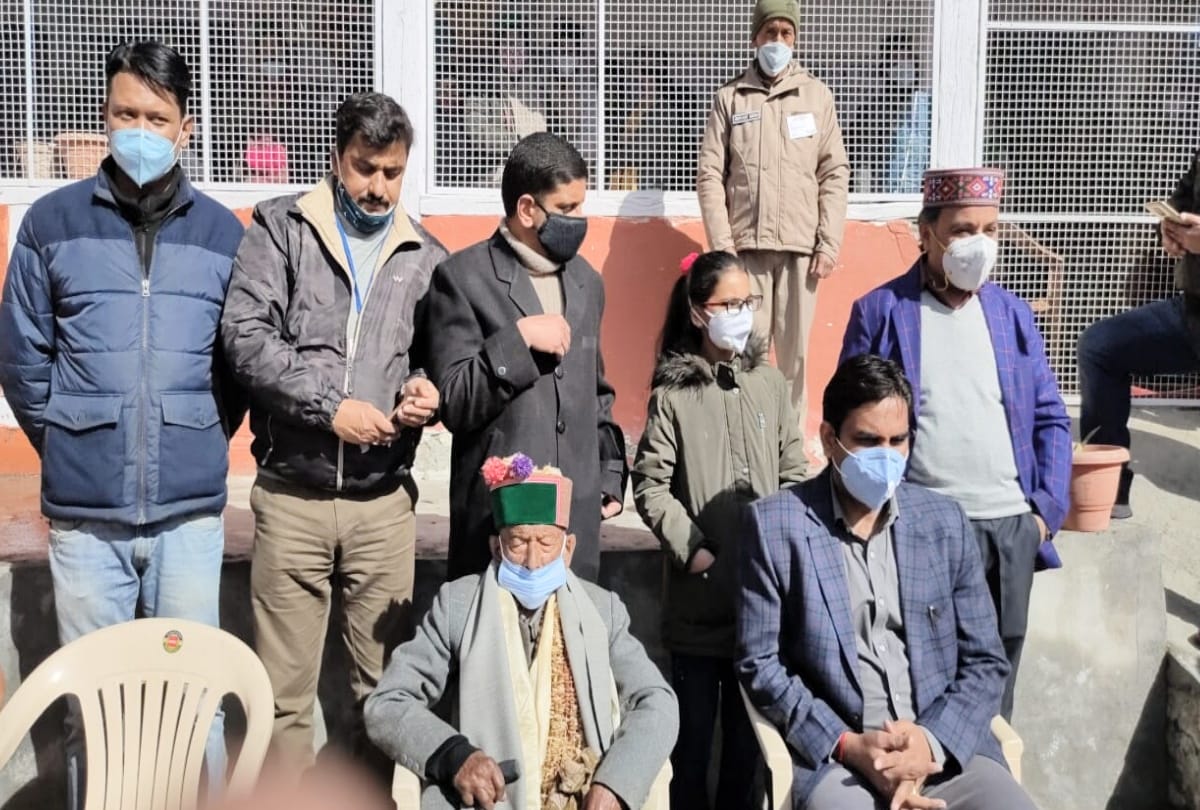 Panchayat elections himachal news: First voter of india Shyam Saran Negi cast his vote in Kalpa, grand reception held at polling station
