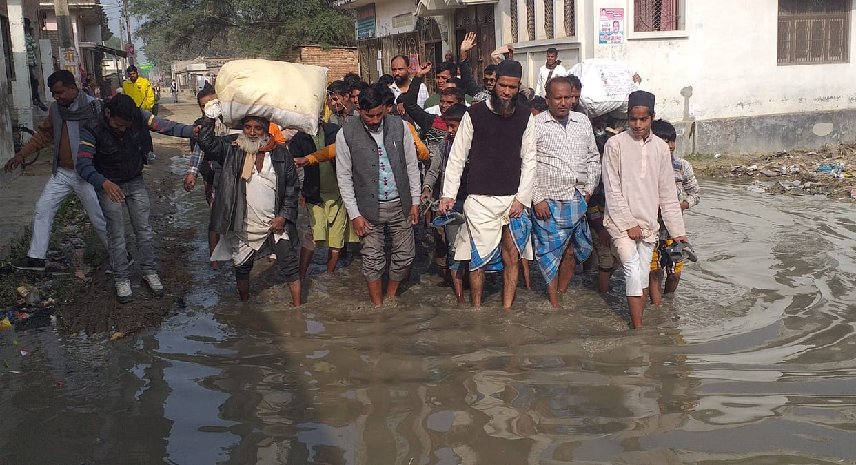 Demonstration done for road repair and drainage