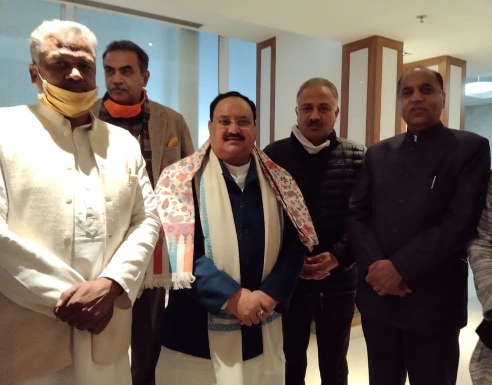 BJP leaders meet JP Nadda at the Chandigarh airport