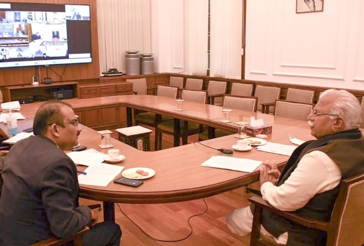 Haryana CM Manohar Lal join meeting with Nirmala Sitharaman through Video conference