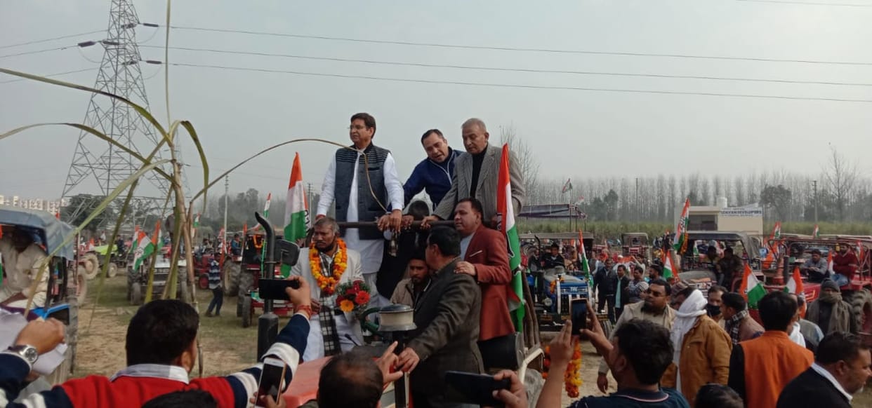 kisan andolan in uttarakhand latest news: congress tractor rally in haridwar photos