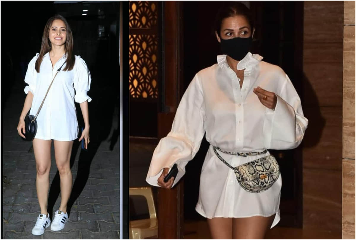 nushrat bharucha ditch pant for bold look wearing white shirt spotted in bandra