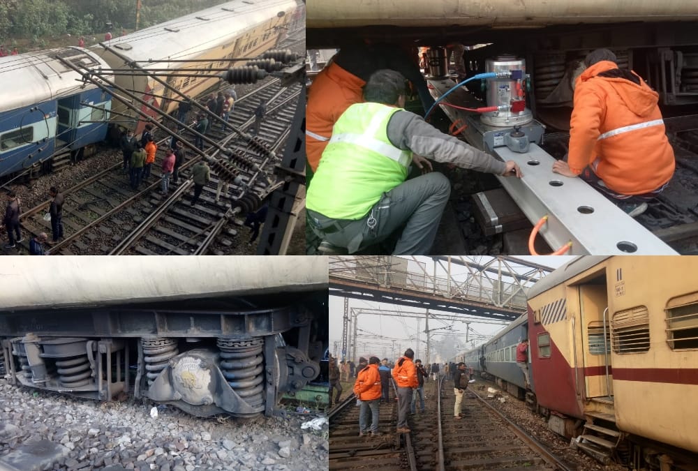 Pics of train derailment in Lucknow.