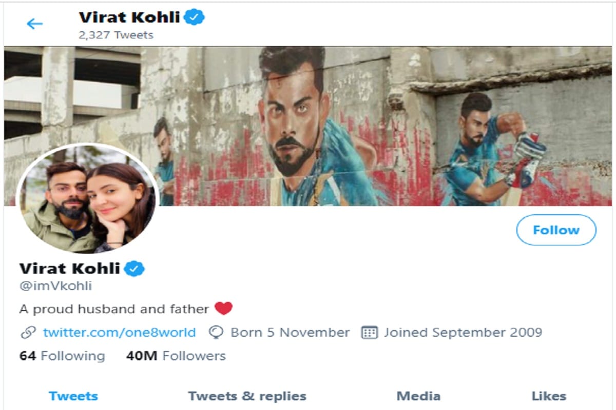 Virat Kohli calls himself a proud husband and father as Twitter bio after Anushka Sharma gives birth to baby girl