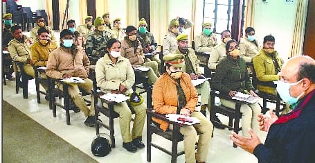 Airport security training started in police line of policemen