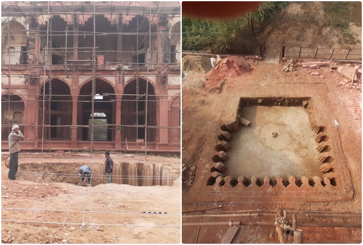 ancient fountain and tank found in todarmal baradari in fatehpur sikri