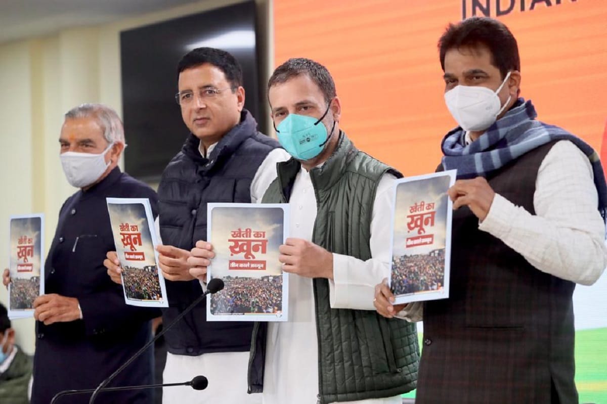 Congress Leader Rahul Gandhi released a booklet highlighting the plight of farmers in the wake of the Centre three farm laws