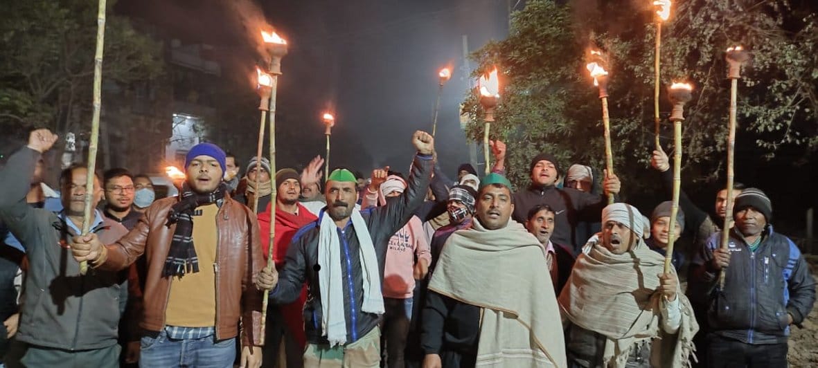 Torch procession taken out against highway construction company contractor
