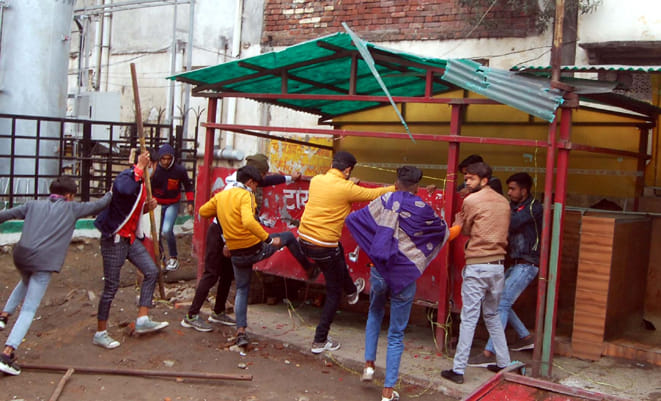 Wreckage in toilet at Roadways bus base, uproar