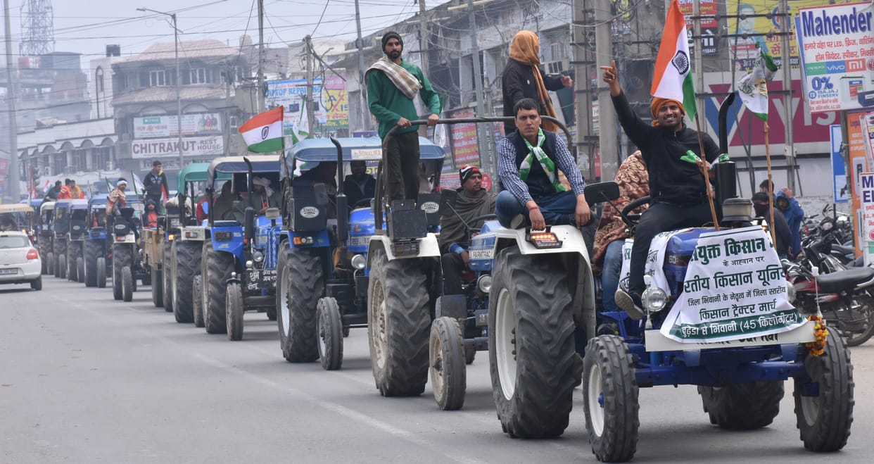 farmers, kisan andolan, 500 tractor on road, raily
