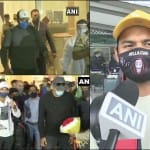 भारत लौटने पर भारतीय खिलाड़ियों का स्वागत