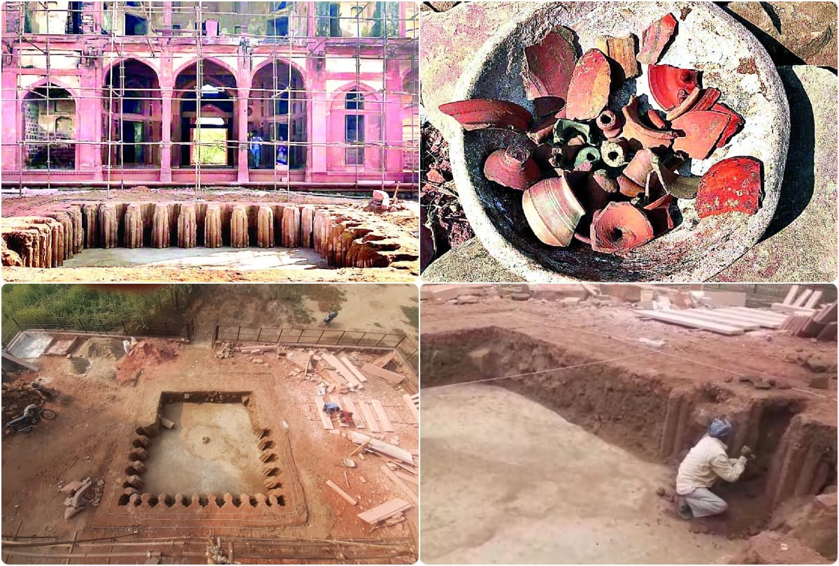 Ancient pots found in excavation at Todarmal Baradari In Fatehpur Sikri