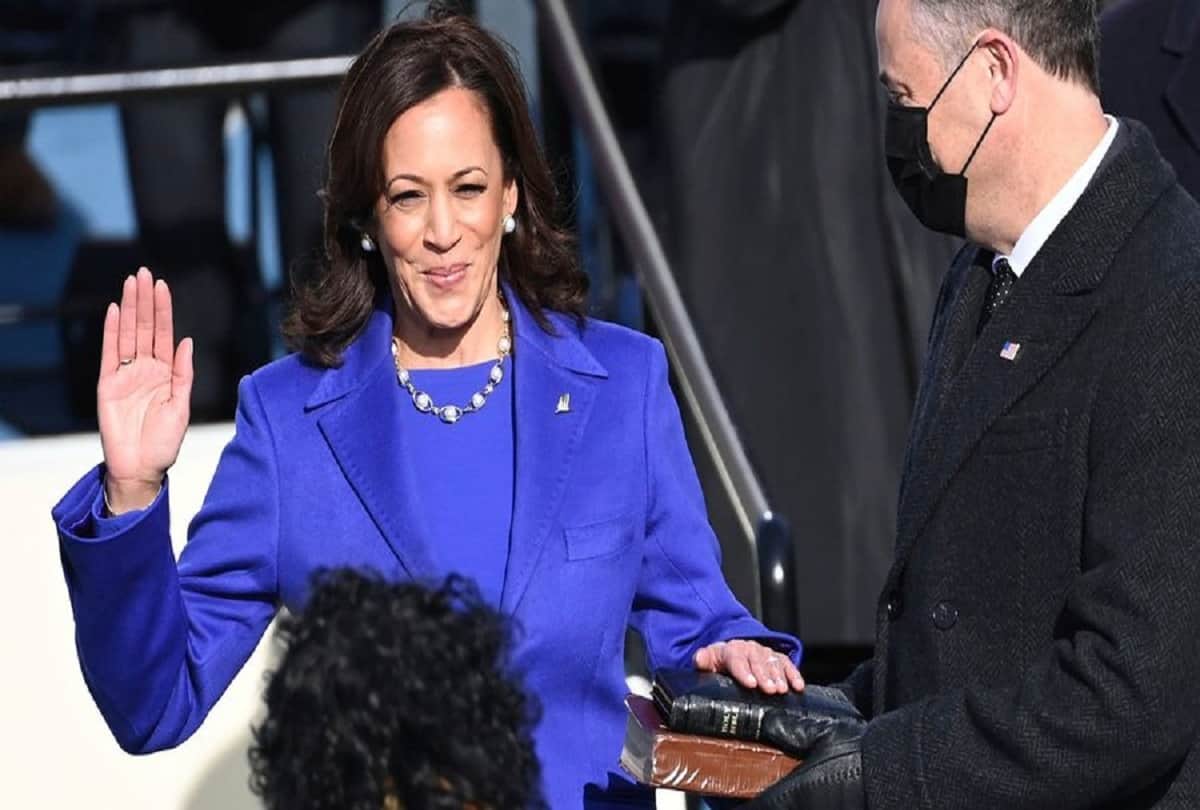 kamala harris choose formal purple dress for historic inauguration oath ceremony designed by two black designers