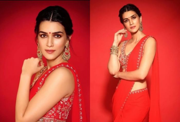 Bollywood actresses in red saree hot look here see photos
