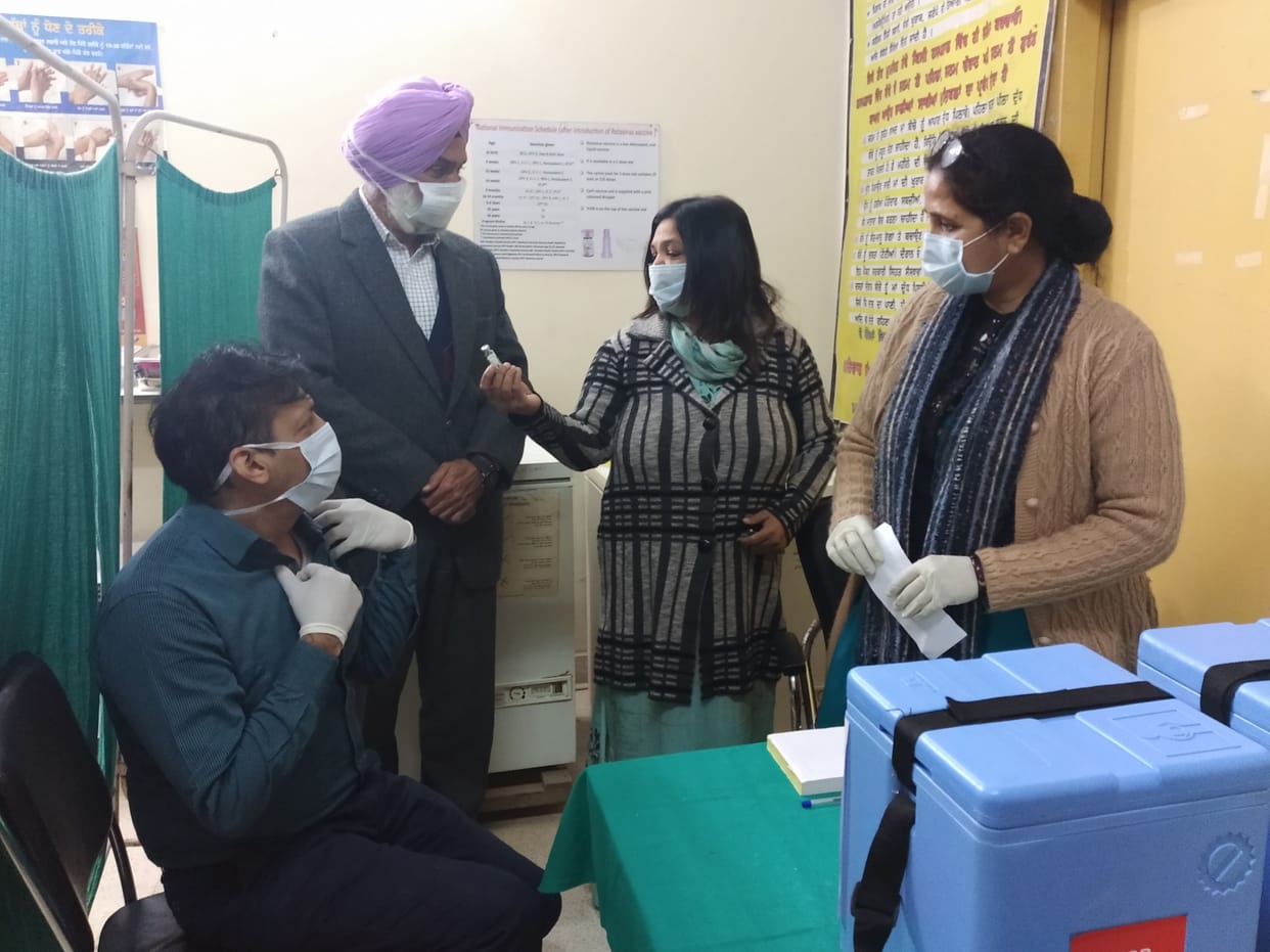 Covid-19 vaccination begins at Derabassi Civil Hospital