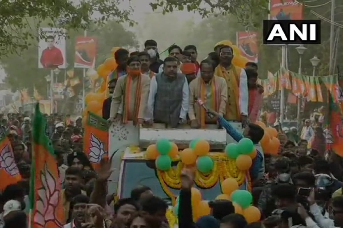West Bengal BJP leader Suvendu Adhikari holds a roadshow in Digha