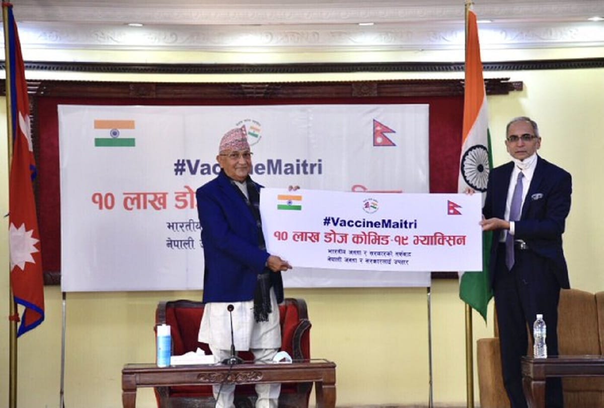 India gives ten lakh corona vaccines to Nepal and KP Oli praises pm Modi and government