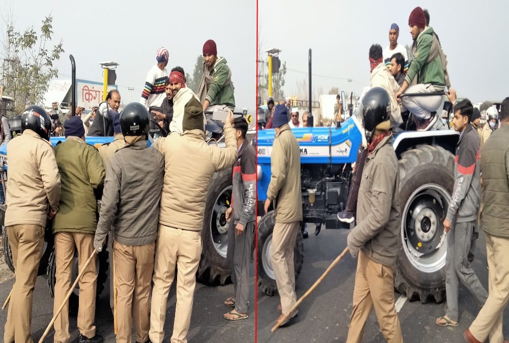 Farmers Protest latest news: uttarakhand police stops kisan to delhi march on narsan border photos