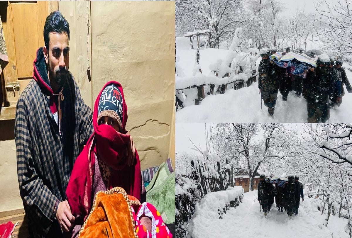 Army helps mother and new born to reach home in lolab kupwara jammu kashmir