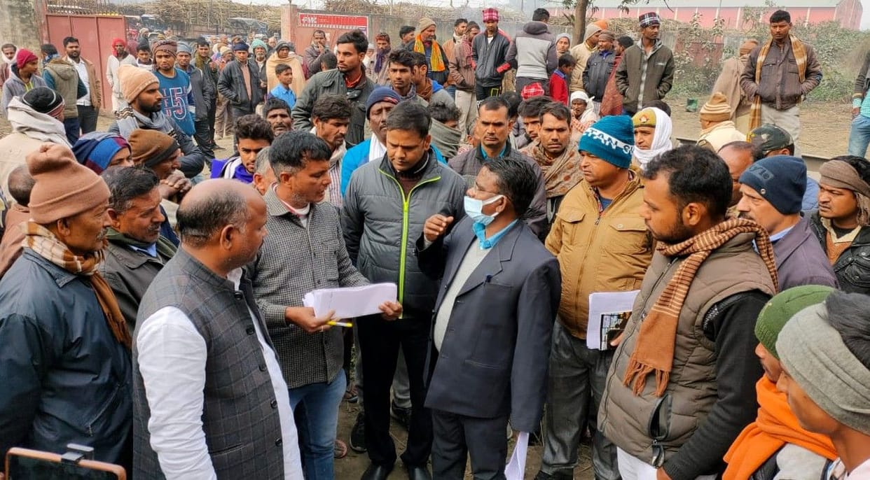 Villagers protested by closing the drain of sugar mill
