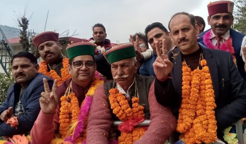Social worker Chandramohan organized a victory rally